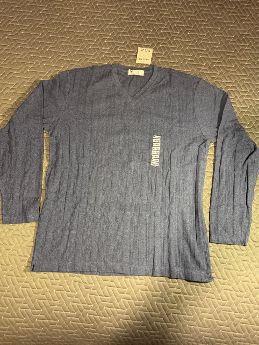 Alfani Stretch Rib Knit V-Neck Sweater in Slate Blue